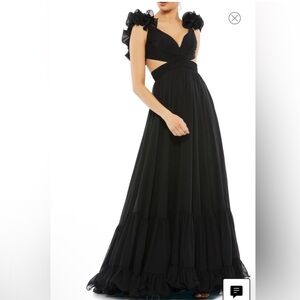 Mac Duggal Black Ruffled Maxi Dress